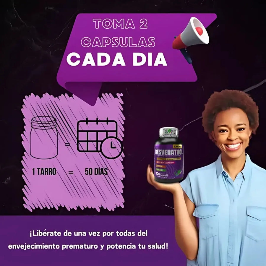 Resveratrol Con INVIMA 1000mg — Antioxidante + Colágeno + Vitamina C