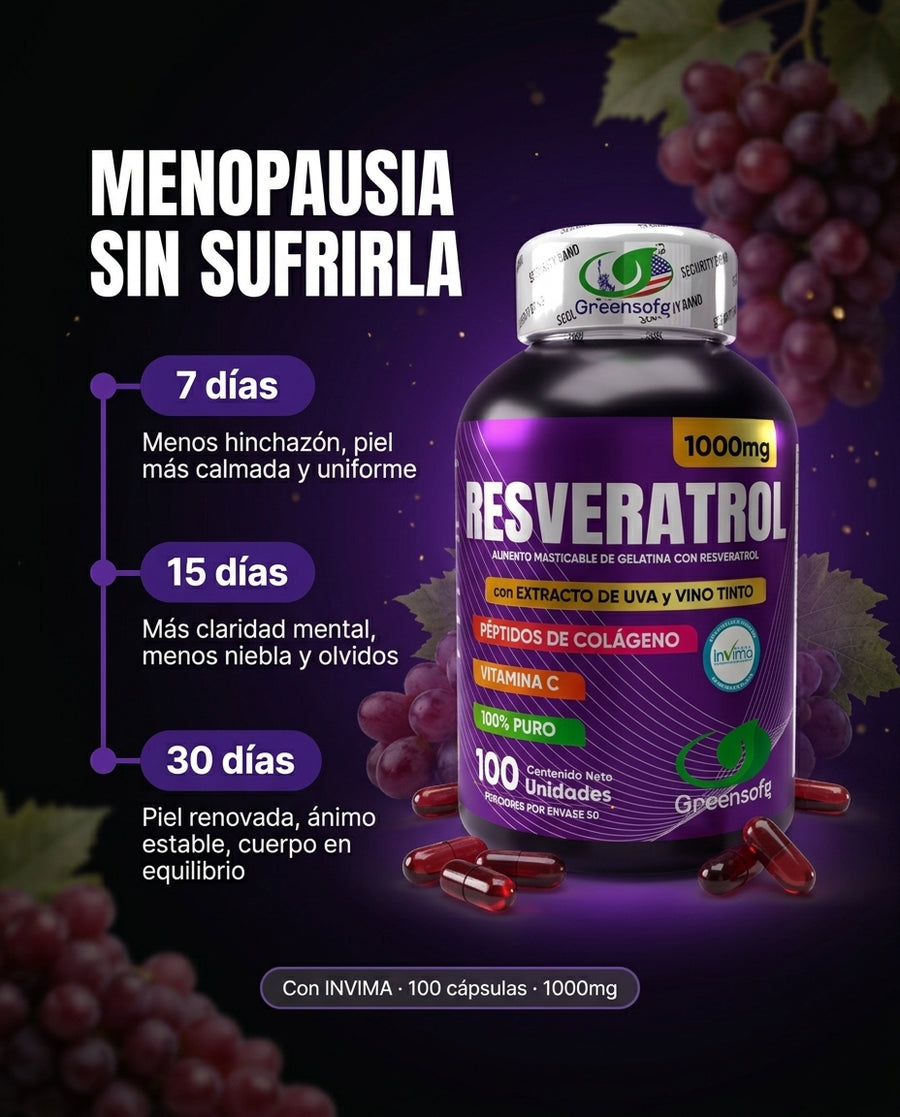 Resveratrol Con INVIMA 1000mg — Antioxidante + Colágeno + Vitamina C